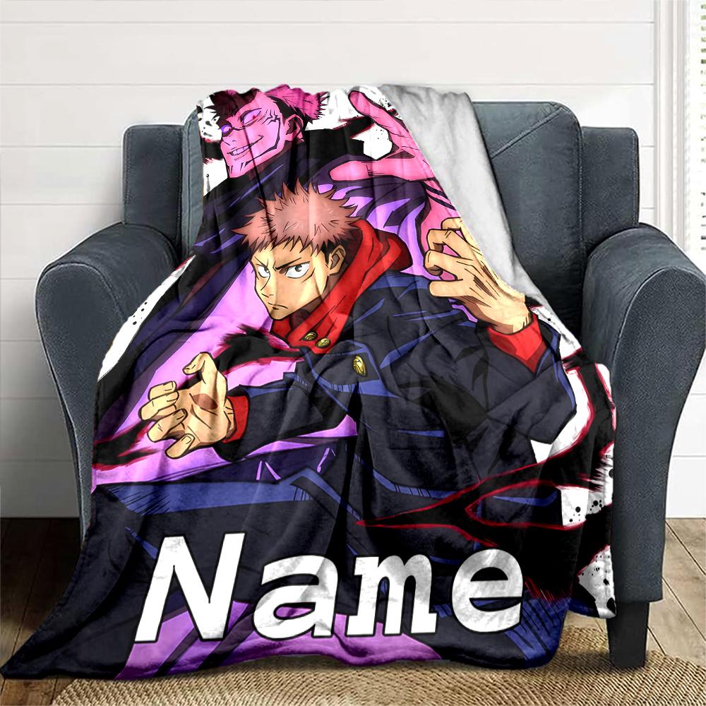 Customiz Name Personality Jujutsu Kaisen Sukuna and Tiger Staff Blanket Soft &Warm Sofa Office Bed Travel Lunch Break Blanket, Gift Suitable All Seaso