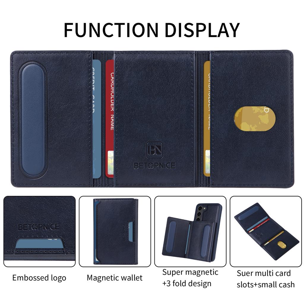 For Samsung Galaxy S23 Magnetic Case BETOPNICE Leather Phone Cover Kickstand with Detachable Card Bag