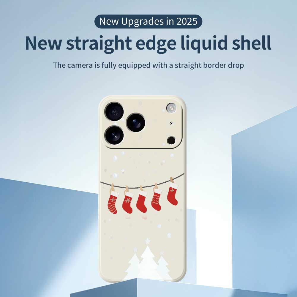 For iPhone 17 Pro Case Christmas Stockings Pattern Printing Straight Edge TPU Phone Back Cover