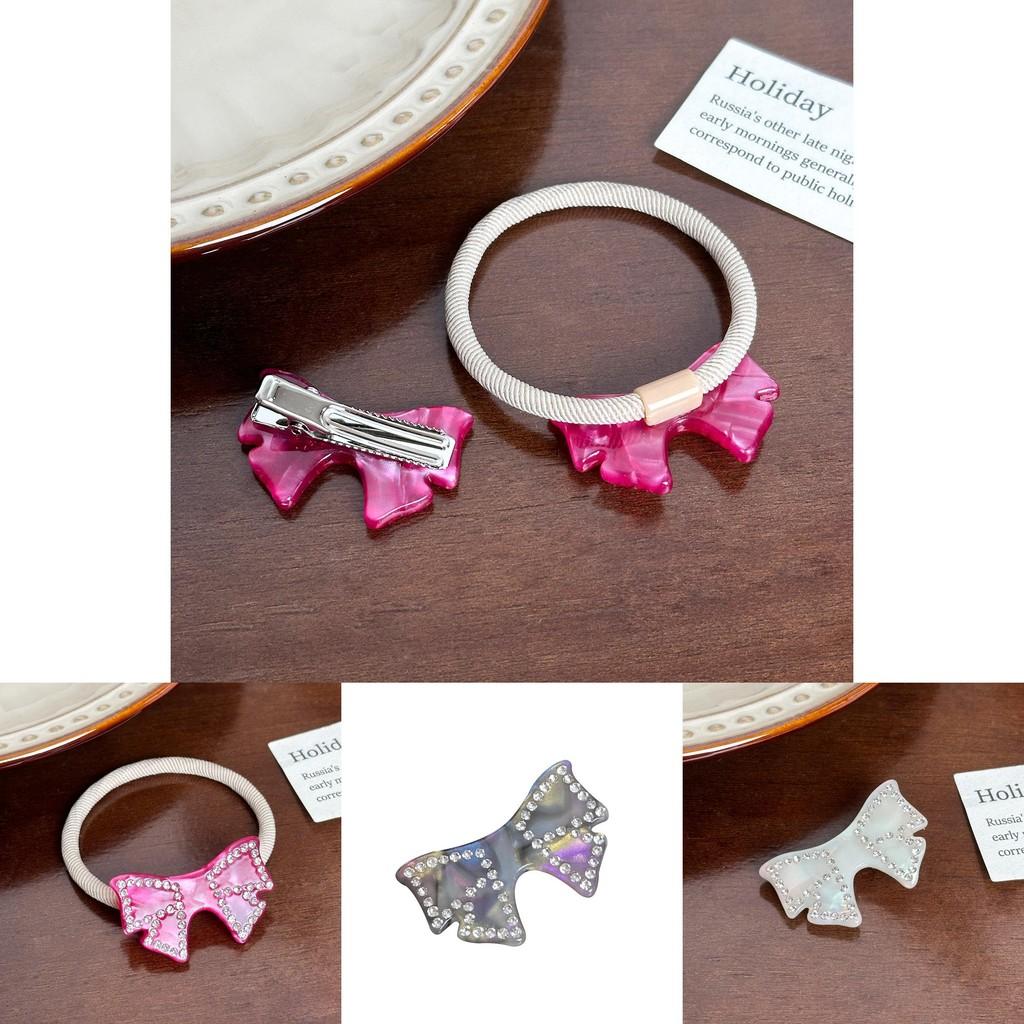 Trendy Four Centimeter Rhinestone Duckbill Hair Clips With Adorable Bow And Color Options