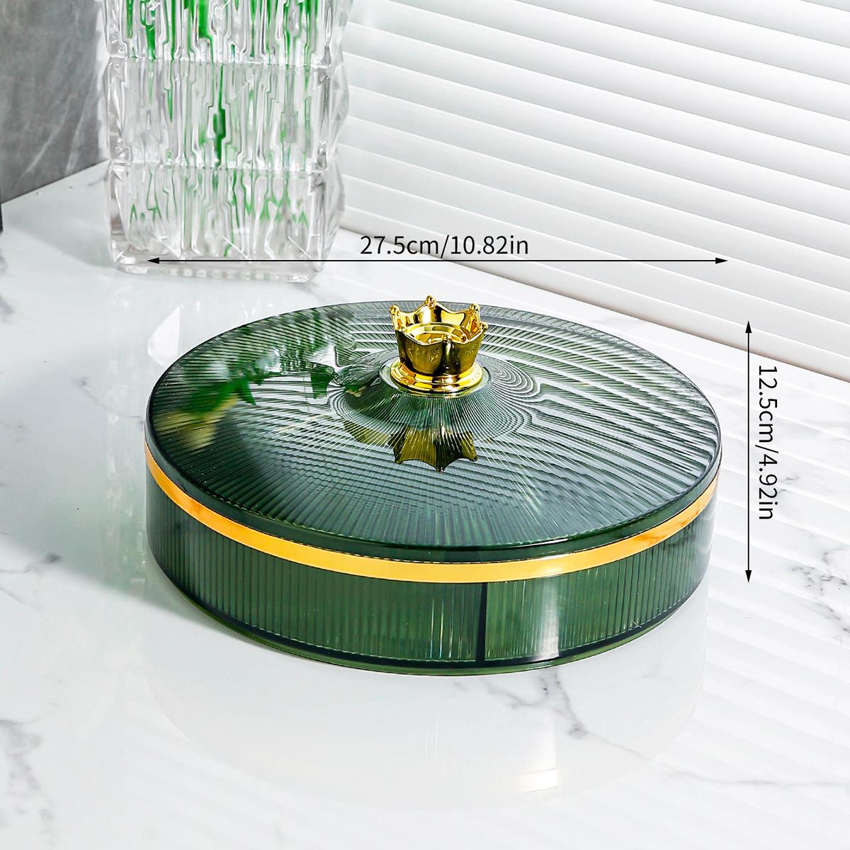 Layered Dried Fruit & Snack Plastic Dish with Lid - Compartmented & Moisture-Proof Display Plate for Living Room Coffee Table