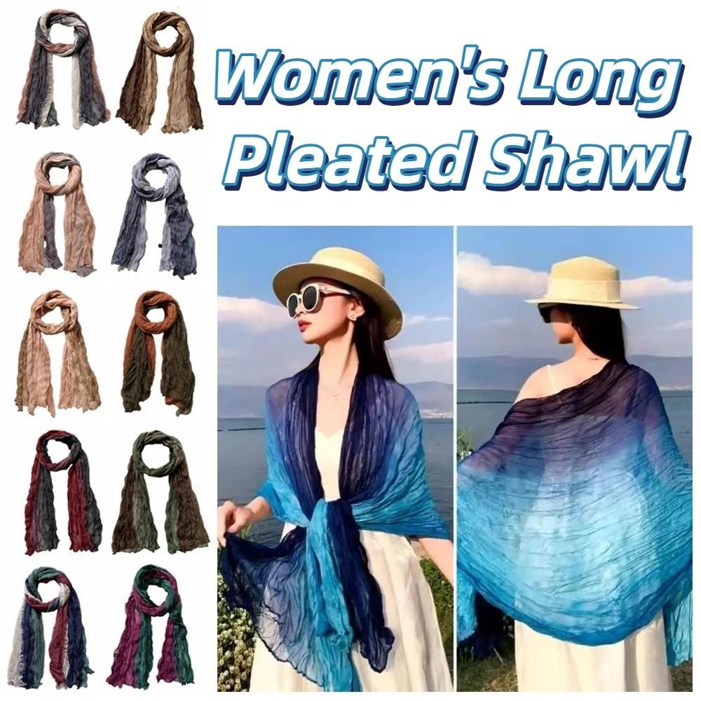 Bohemian Gradient Texture Scarf Warm Long Hijab Scarf Bandana Shawl Wraps  Outdoor Use