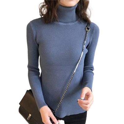 Warme Jacke mit hohem Kragen, schlanker, dicker Herbst- und Winter-Volltonpullover für Studentinnen