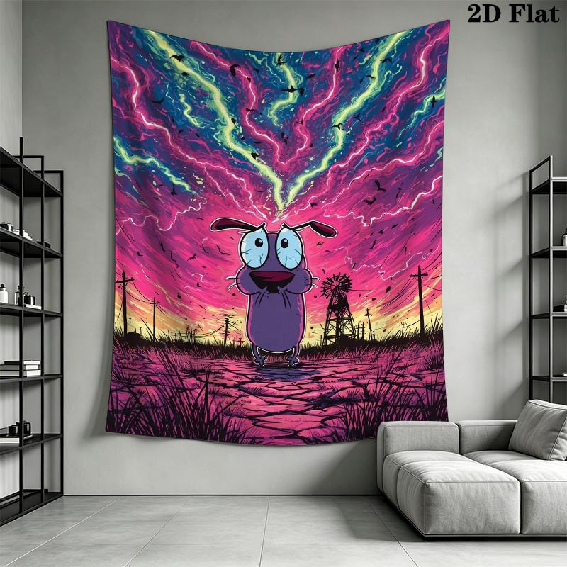 Courage the Cowardly Dog Wall Tapestry Aesthetic Wall Hanging Printed Fabric Blanket Decorative Tapestries for Bedroom Living Room Home Decor