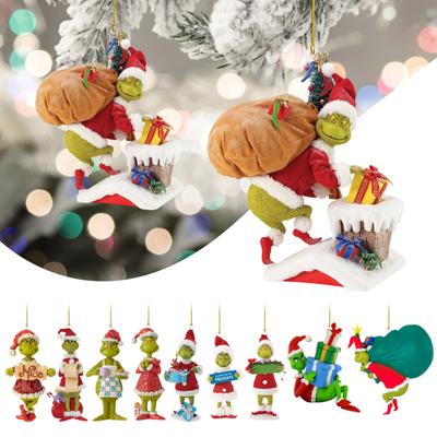 Stole Christmas Żywica Wisiorek Dekoracja na choinkę, 1PC Świąteczna dekoracja Jak skradzione Boże Narodzenie z obecną ozdobą świąteczną
