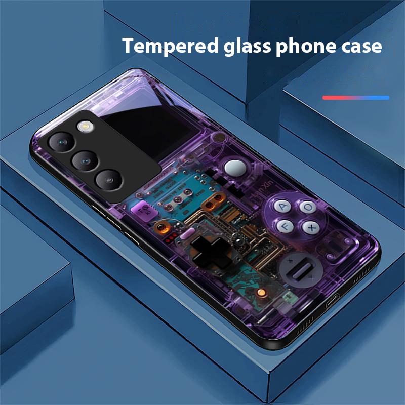 Barevný stroj pro Y72 33S 11 03 36 96 Lite 35 16 Iqoo 12 V40 SE 5G 29 40 21 30 X80 Pro Vivo Tvrzené sklo Kryt na telefon Černý