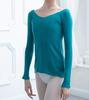 ProDance Knit Ballet PT003M Size Turquoise Top, V-Neck, Warm-Up, (M (Japan Small), Green)