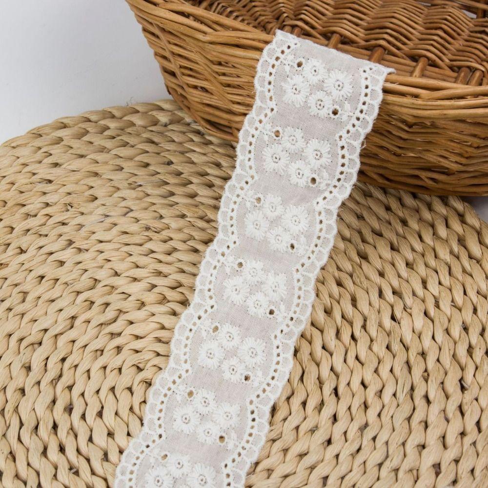 15 Yards Pure Cotton Sewing Trim Hollowed Out Flowers White Lace Trim Multi-size Decor Ribbon Lace Trim Ribbon Latin Dress