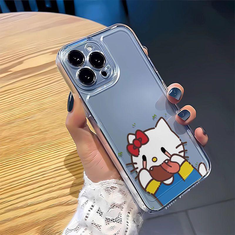 

Hello Kitty Ghost Face Space Shell for Apple 14/13/16/17 Pro Max - Transparent, Drop-Proof Case iPhone 12 Mini