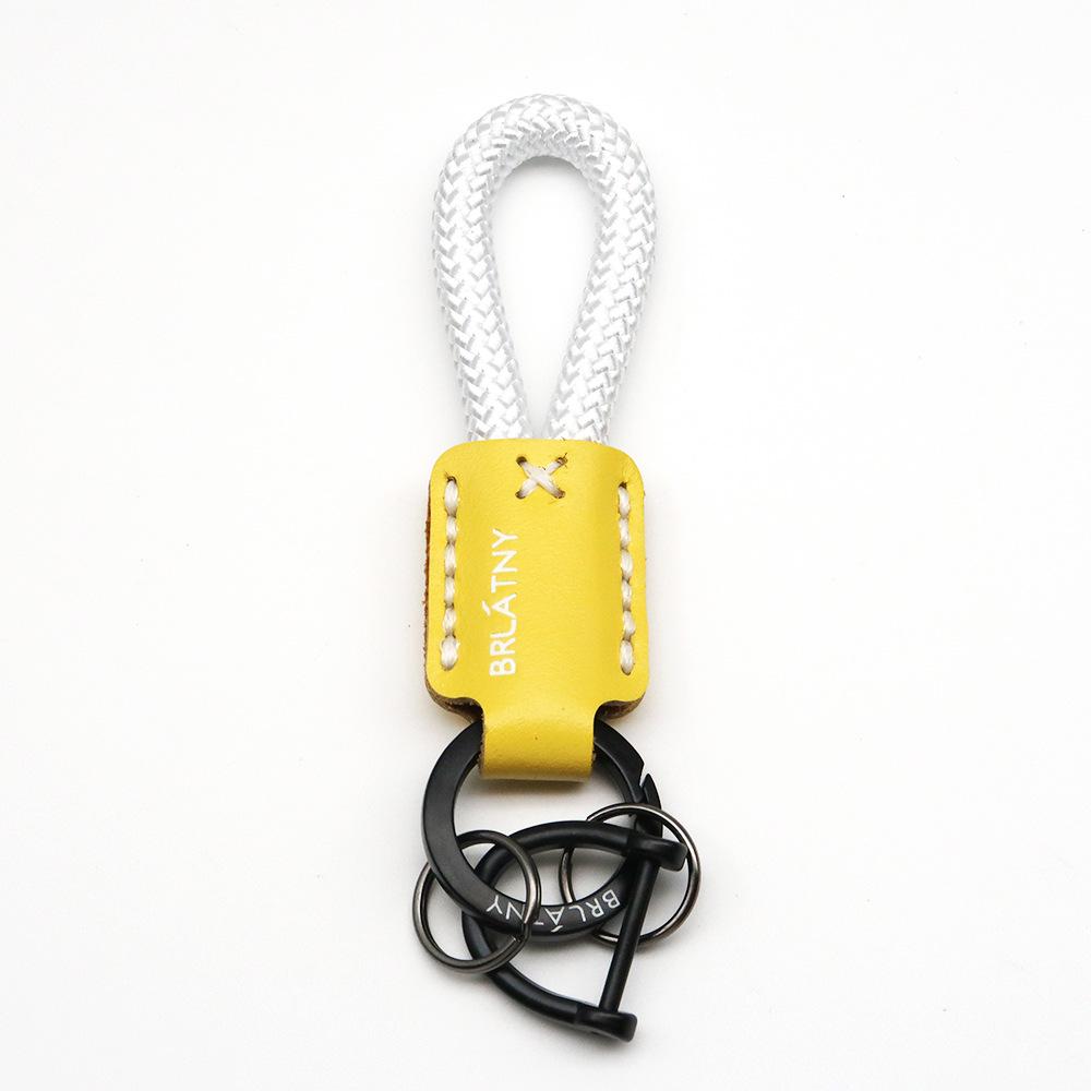High-end Handmade Leather Woven Keychain with Printed Logo