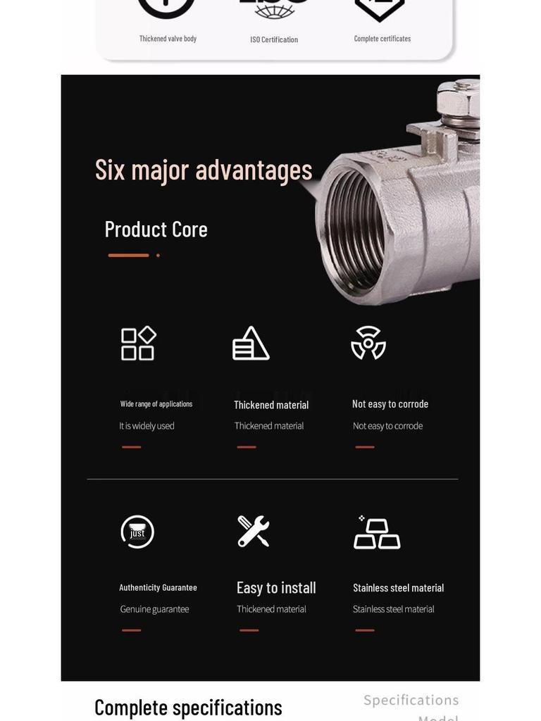 Ameiko 1/2" Two-Piece 304 Stainless Steel Ball Valve with Female Thread for High-Temperature Water Control