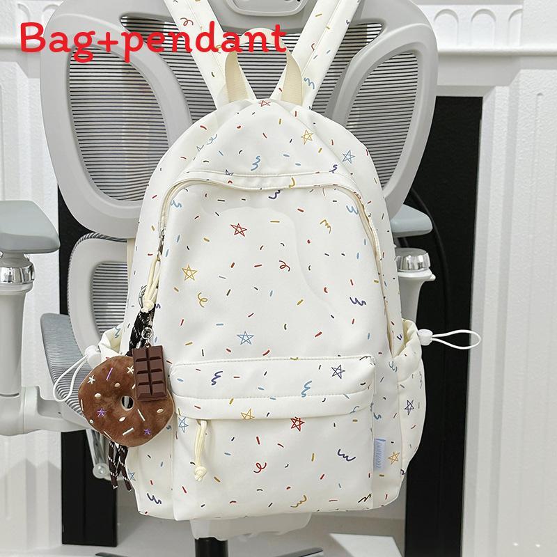 Casual Student Backpack With Nylon Material And Flower Print For Travel And School Use
