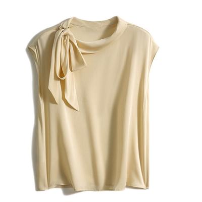 Eleganter Pendelverkehr Elegantes Dezentes Dekolleté Streamer Maulbeerseide Top für Damen im Frühling und Sommer