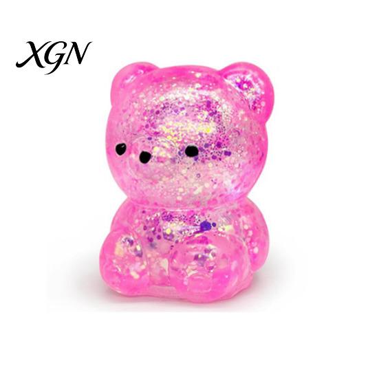 Mini Stress Toy Glitter Bear Squeeze Relief Clear Sugar Office Desk Ball Sensory Soft Slow Rising Decompression Fidget