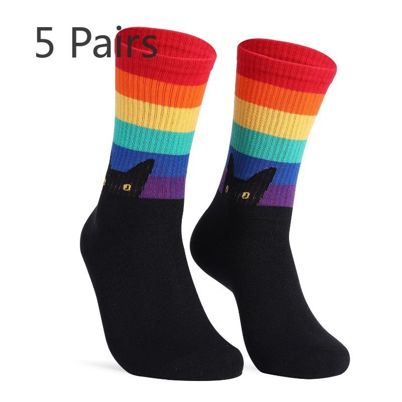 5 Pairs of Women's Casual Cotton Mid Tube Socks