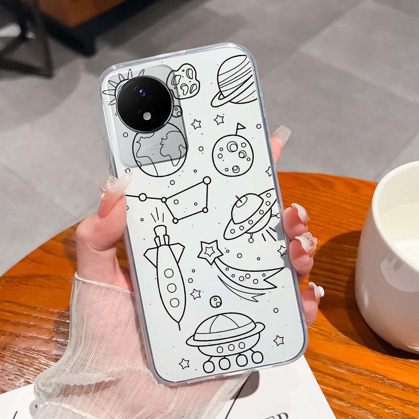 For Vivo Y02 Y02A Y02S Y10 Y11 Y12 Y12a Y13 Y15 Y15a Y16 Y17 Y19 Clear TPU Case Ocean Whale Pattern Anti Drop Back Cover For Vivo Silicone Phone Shell