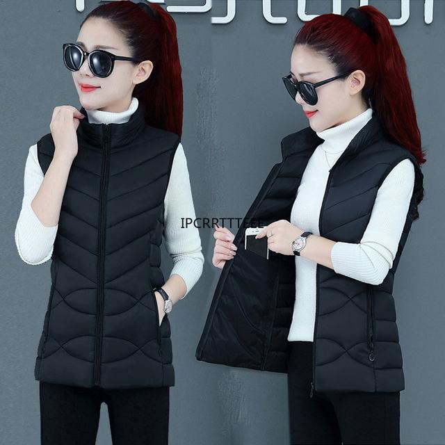Sonbahar Kış Streetwear Slim Fit Sıcak Kirpi Ceket Pamuk Yelek Kadın Bayanlar Rahat Yelek Kadın Kolsuz Yelek Ceket