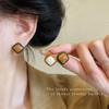 Hong Kong Style Contrasting Color Sugar Cube Stud Earrings Women's Unique Versatile Spice Girl Earrings Cold Wind Earrings Wholesale