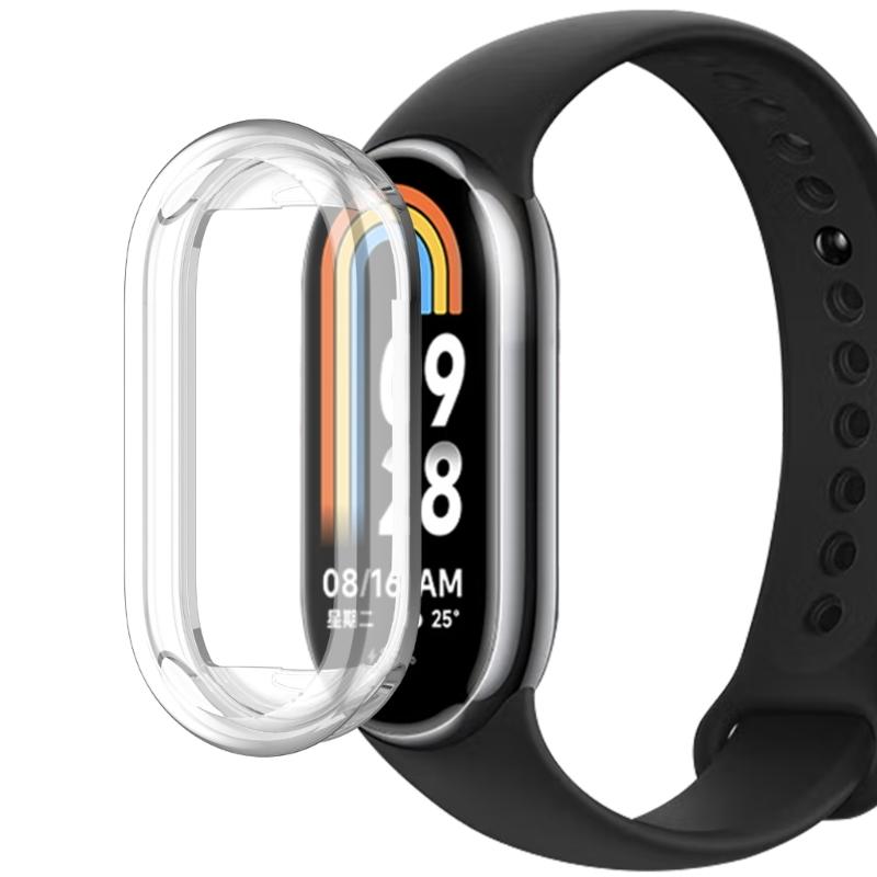 Soft TPU Screen Protector Housing Compatible for Mi-Band 8 Scratched Resistant Protective Cover Bumper-Shell Shockproof
