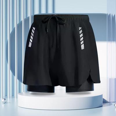 Junwen Men's Quick-Dry Double-Layer Swim Trunks