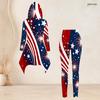 Women Plus Size Black Gold Printed Hooded Long Sleeve High Low Top Pocketed Leggings Two Piece Set