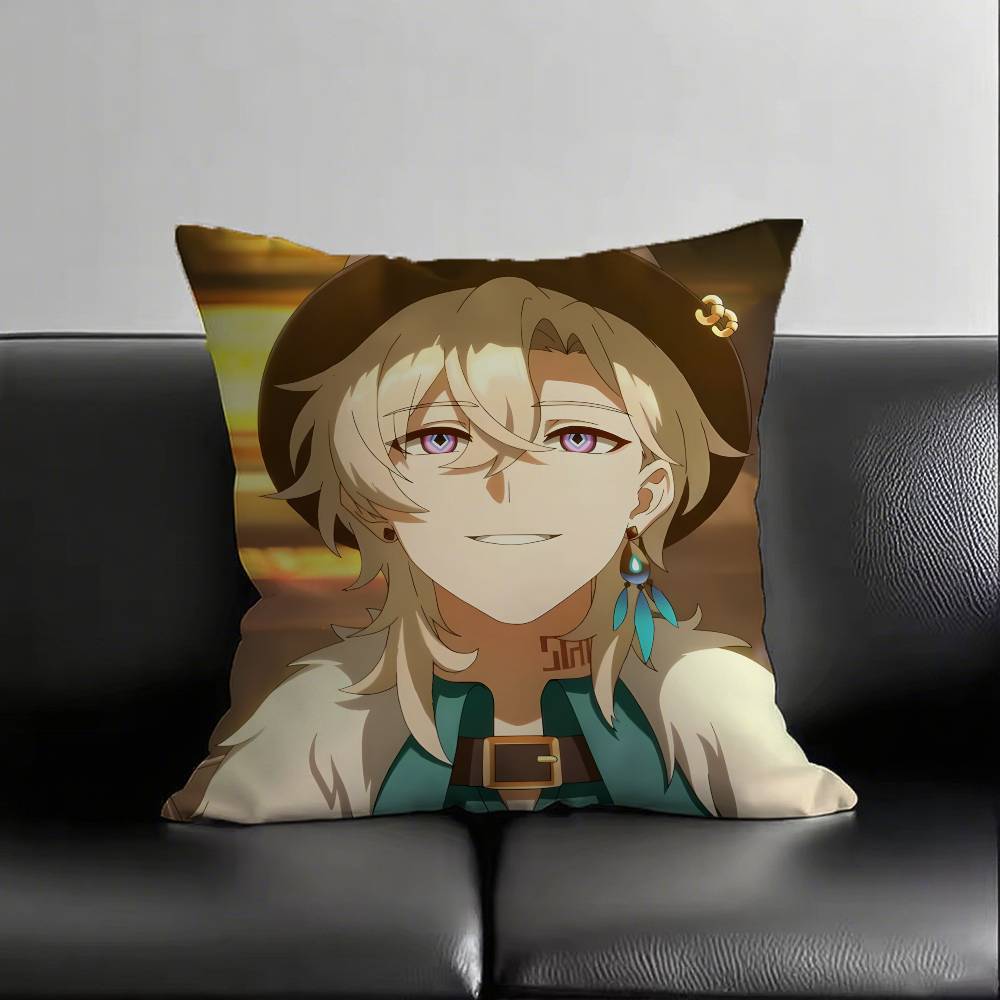 

1pc Aventurine And Dr. Ratio Pillow Case Fashion Square Pillowcase Bedroom Sofa Room Ins Decoration Leisure 16x16Inch