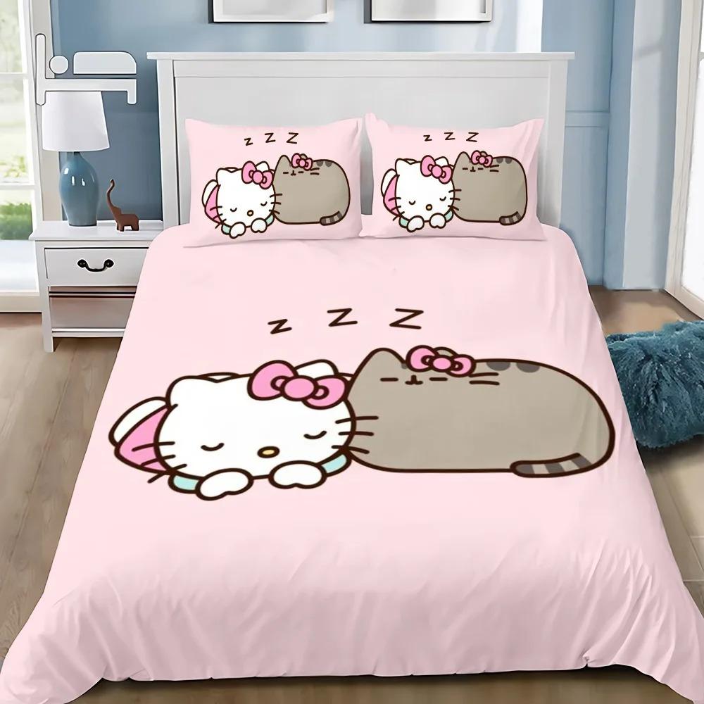 Exquisite cute Print Duvet Cover Set Bedding Set P-Pus-heens Cat Single Double King Size For Kids Boy Girl Bedroom Decor 2/3pcs