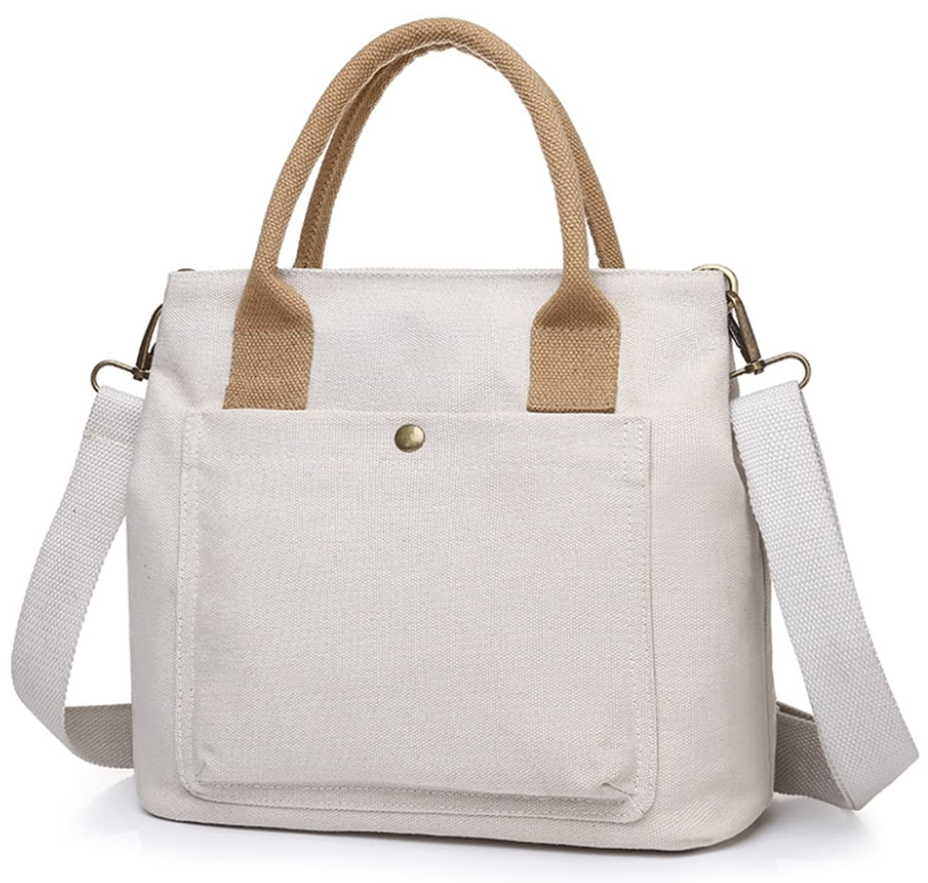 

Aquamie Canvas Tote Bag, Small, Horizontal, Shoulder Tote, ShoulderCrossbody Bag (White)