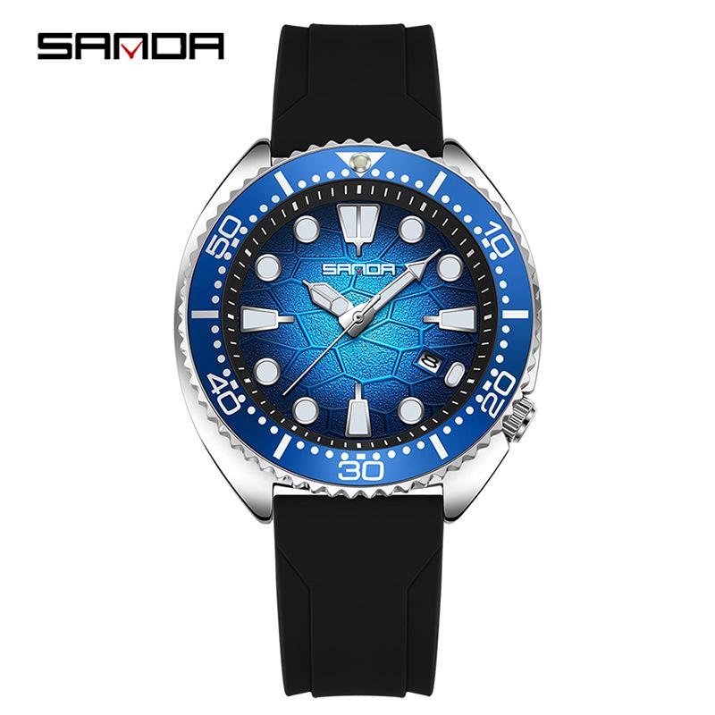 Sanda Men's Quartz Wristwatch with Rotating Bezel and Lava Dial – Fashionable Business Accessory