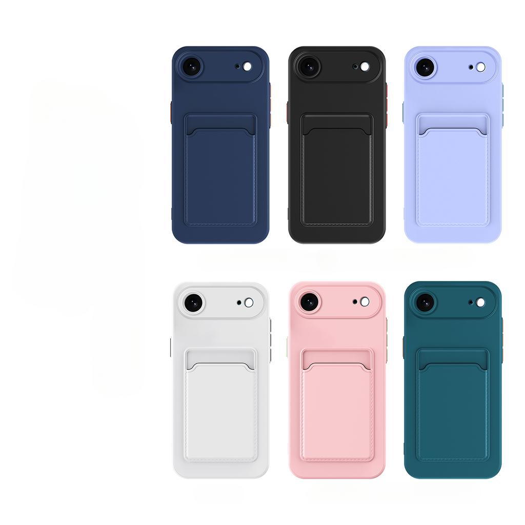 For Iphone 17 Air Card Slot Wallet Shockproof Silicone Case for Iphone 17 Pro Max 17pro Candy Matte Soft TPU Protection Cover