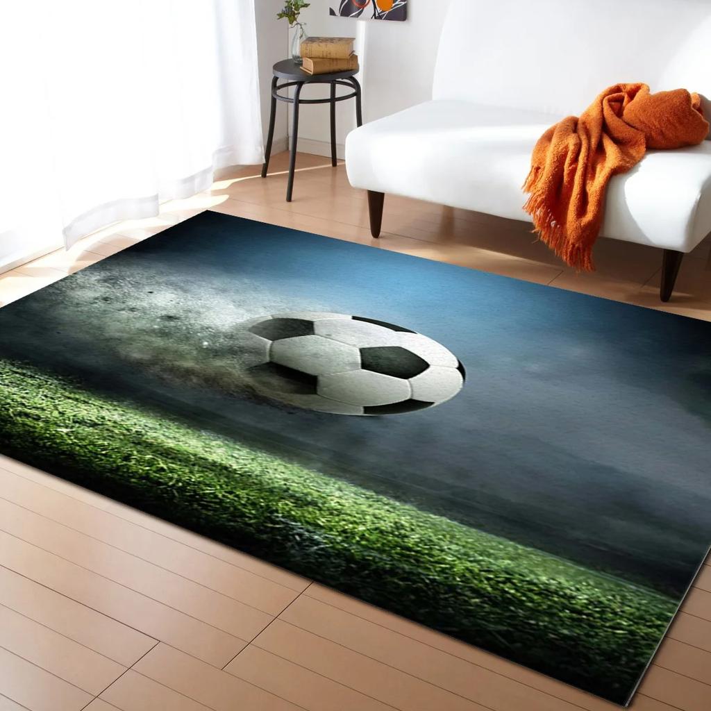 Football Carpet Ball Game Area Rug for Kids Boys Teens Playroom Soccer Doormat Sport Theme Indoor Floor Mat For Living Room Sofa