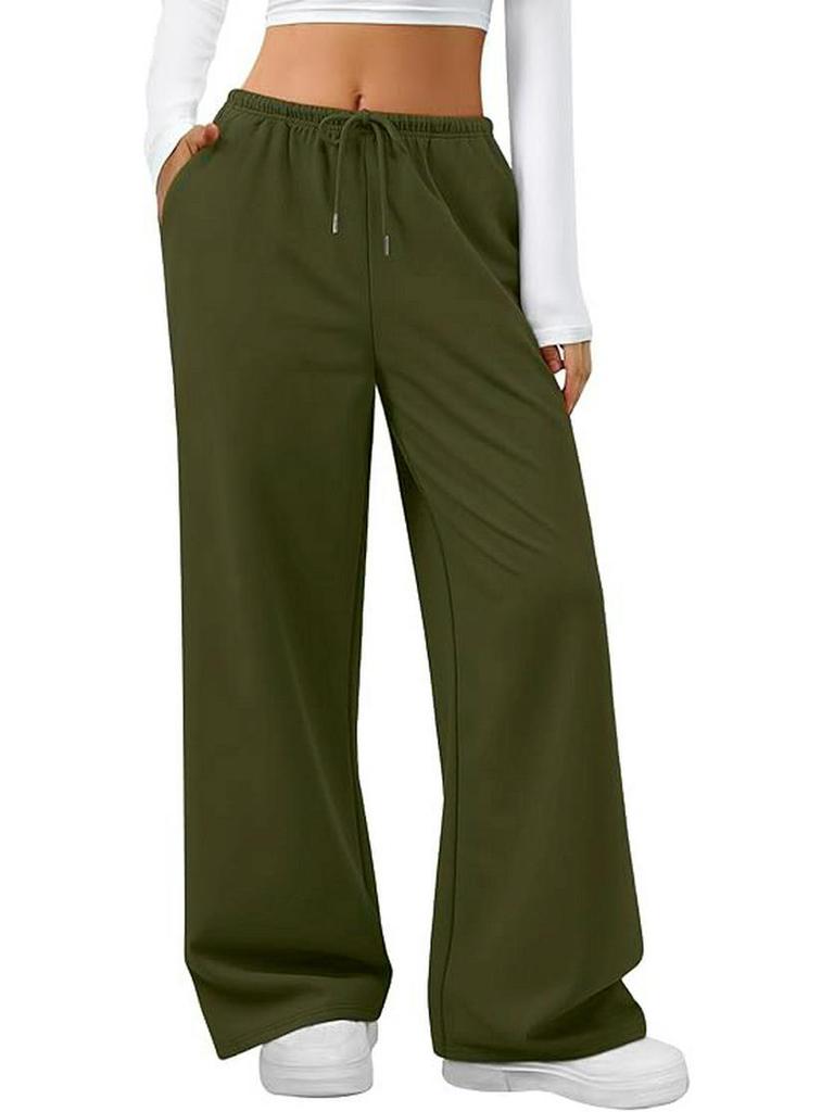 Summer Women's Jogging Pants - Elastic Waist, Solid Color, Plus Size, US Sizes, Drawstring Sweatpants