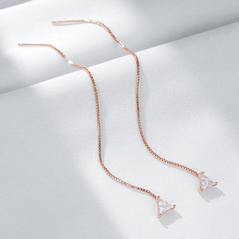 Shiny Natural Zircon Ear Wire Earrings For Women Luxury  Rose Gold Color Modern Wedding Party Daily Fine Jewelry