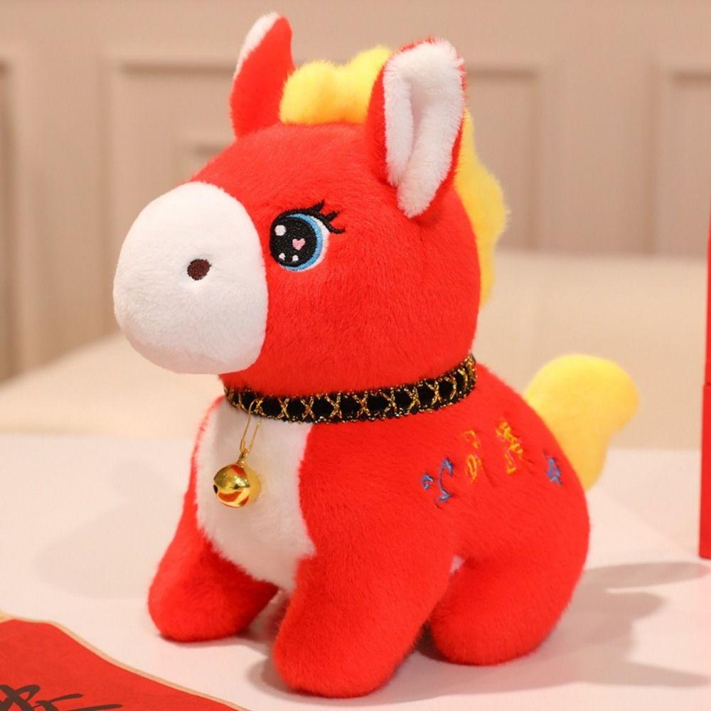 Chinese Style Zodiac Horse Doll Cute Plush Horse Toys Cartoon 2026 New Year Mascot Bedside Decor