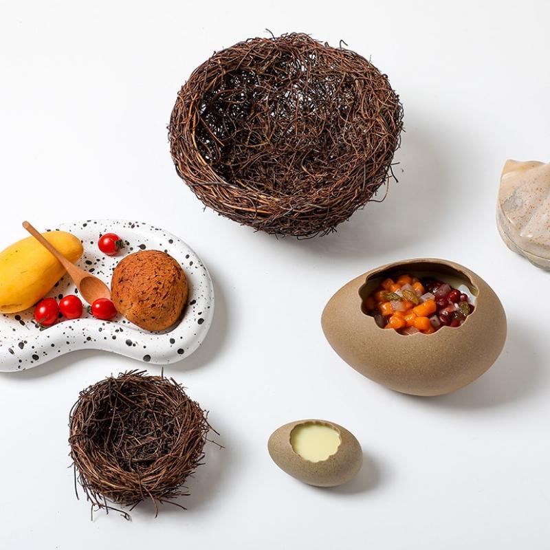 Miska na dezert z ptačího hnízda Keramické misky barvy vaječné skořápky Servírovací talíř Večeřní talíře Nádoba na suchý led Polévková mísa Talíř na ovoce Květináč Váza