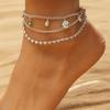 European & American Retro Letter Butterfly Pendant Multi-Layer Beach Anklet Set