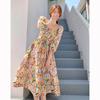 French Foreign Style Retro Chic Beautiful Bubble Sleeve Dress Children's Summer Medium and Long Temperament Platycodon Floral Dress