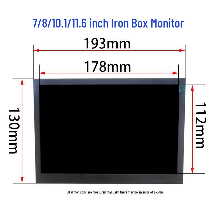 8" HD ლითონის LCD მონიტორი, 1080P სამრეწველო/მანქანაზე დასამონტაჟებელი დისპლეი HDMI ინტერფეისით