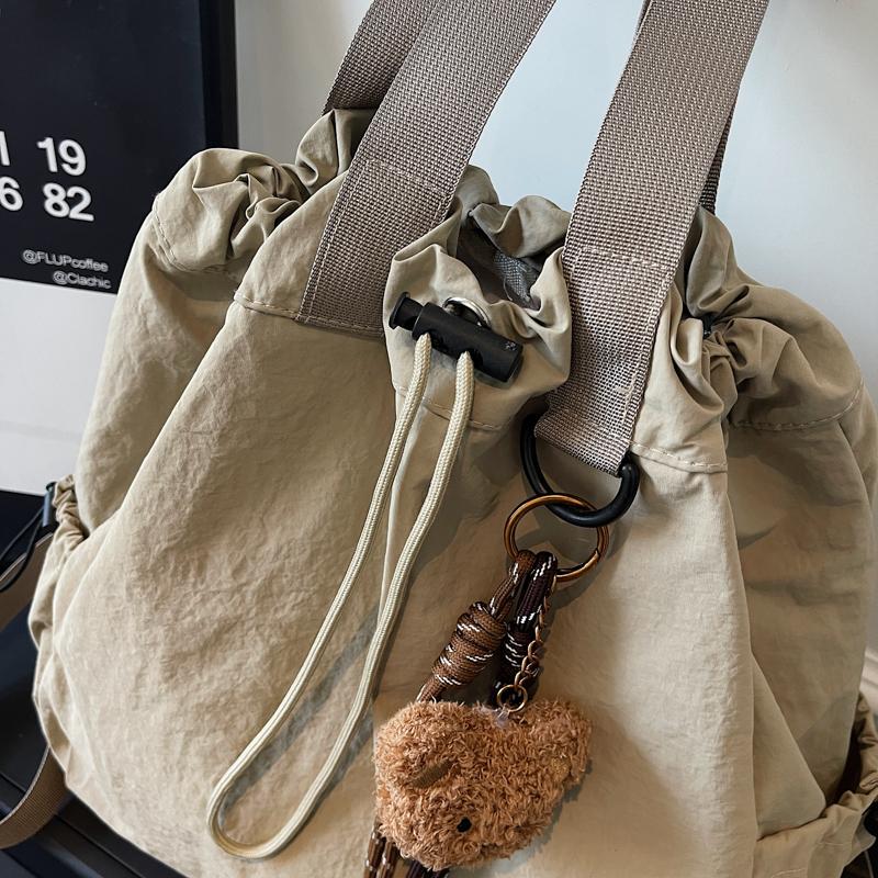 Tote Bag Women's Drawstring Backpack Large Capacity Lightweight Commuter Portable Shoulder Bag