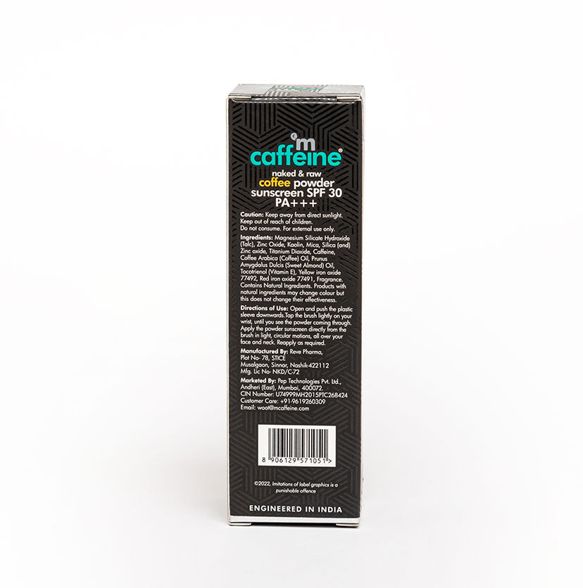 mCaffeine Puder do kawy z filtrem przeciwsłonecznym SPF 30 PA+++ - Naprawia uszkodzenia UV, matujący i wodoodporny (4g)