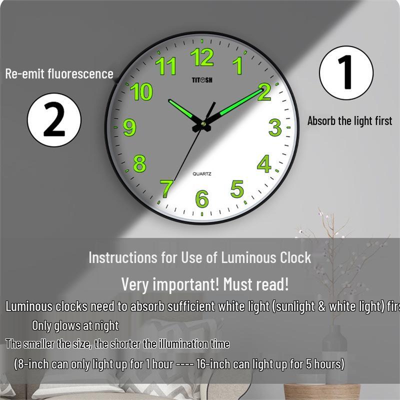 

Светящиеся бесшумные кварцевые настенные часы - Минималистичный дизайн, светящийся в темноте, для гостиной