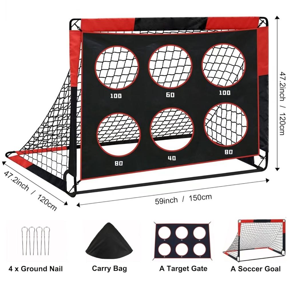Portable Soccer Goal for Kids 2 in 1 Design Outdoor Training 450D Oxford Fabric Foldable Football Ne