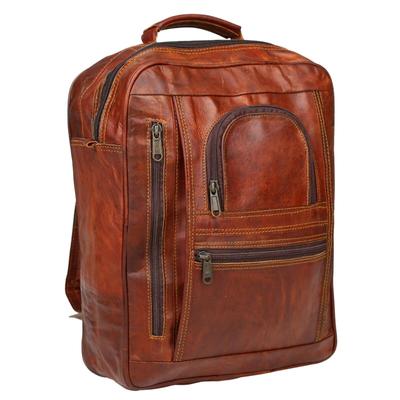 16" Men's Vintage Genuine Leather Laptop Holiday Backpack Rucksack Messenger Bag