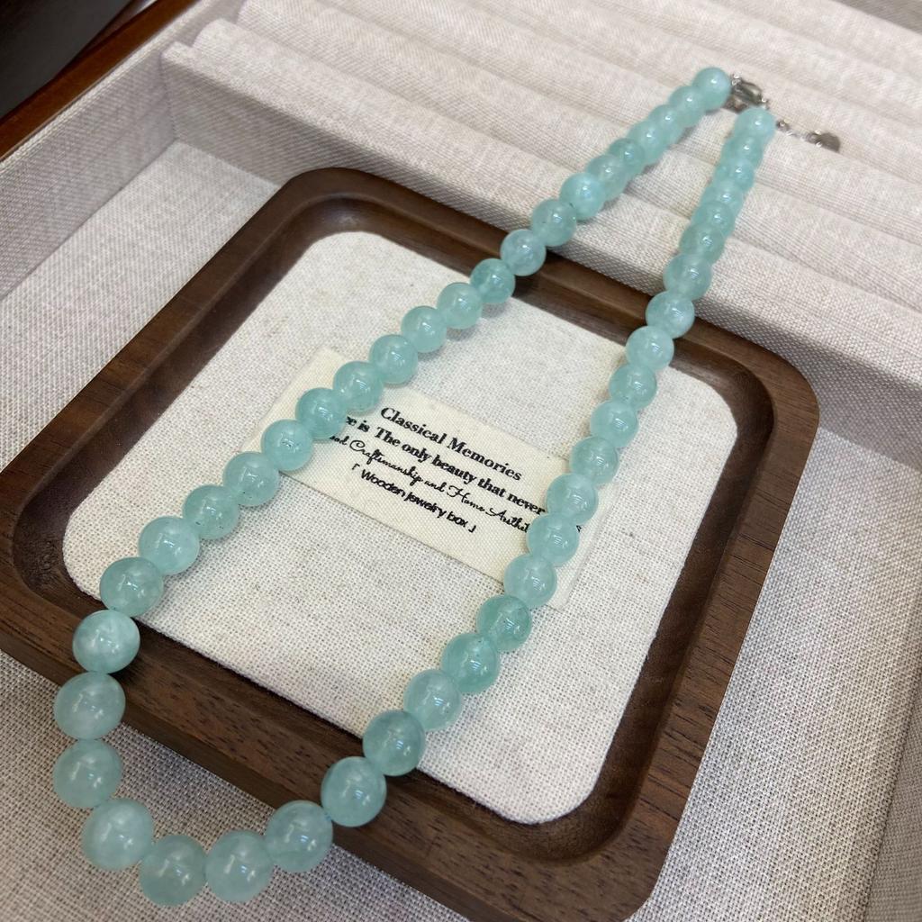 Natural Crystal Beaded Necklace 8Mm Women'S Fashion Versatile Stacked Belt Niche Design Neck Chain Collarbone Chain Jewelry
