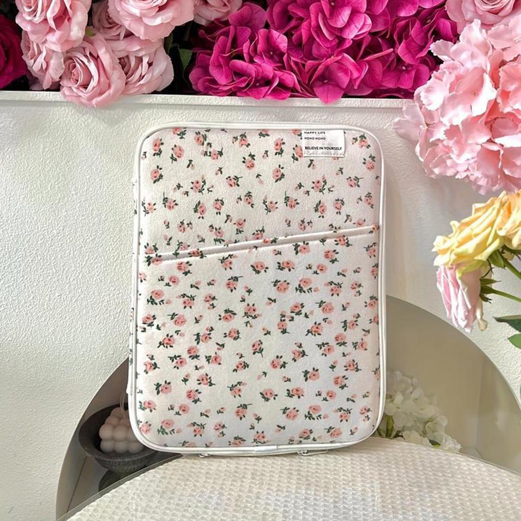 Women Floral Puffy Laptop Sleeve Laptop Bag Cover Computer Protective Sleeve for MacBook Ipad