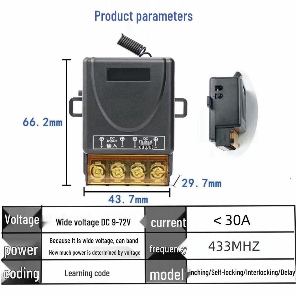 Drahtloser 72V 30A Fernbedienungsschalter für Elektrofahrzeuge und LED-Beleuchtung