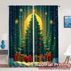 2pcs,Curtains Christmas Tree Star Moon Gifts Chic Curtains Semi-Sheer Curtains Decorations Inside Suitable for Living Room,