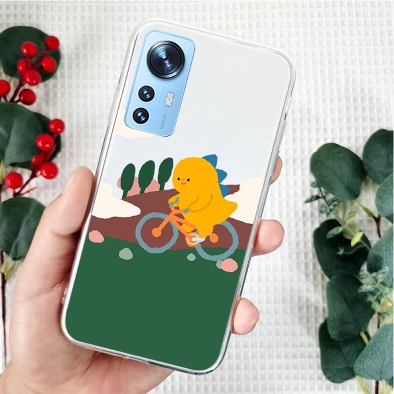 Cartoon Little Dinosaur Cute Hand Drawns Phone Case For Xiaomi 12 10 11 Redmi 10X 9T Note 10S 9 8 Pro Transparent Cover