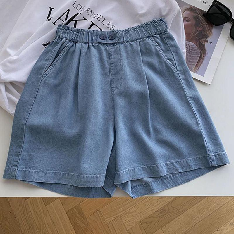 

Shorts Pants Women Summer Cotton Vintage Loose Large Size Casual Wide Leg Pants Shorts XXXXL синій