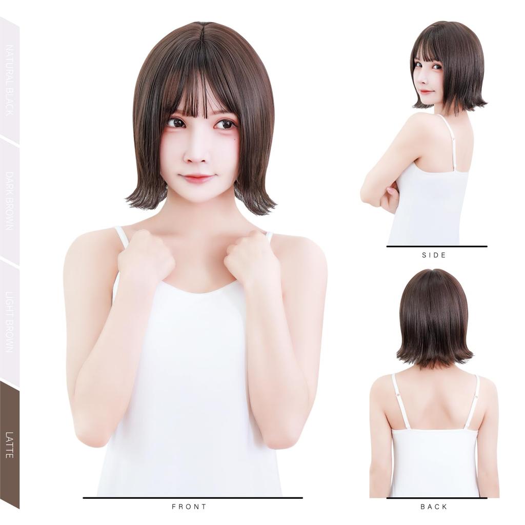 affiliated member New style Supervised by top stylists bob wig Latte short wig Made with fiber Natural Small face effect Peace of mind PL insurance